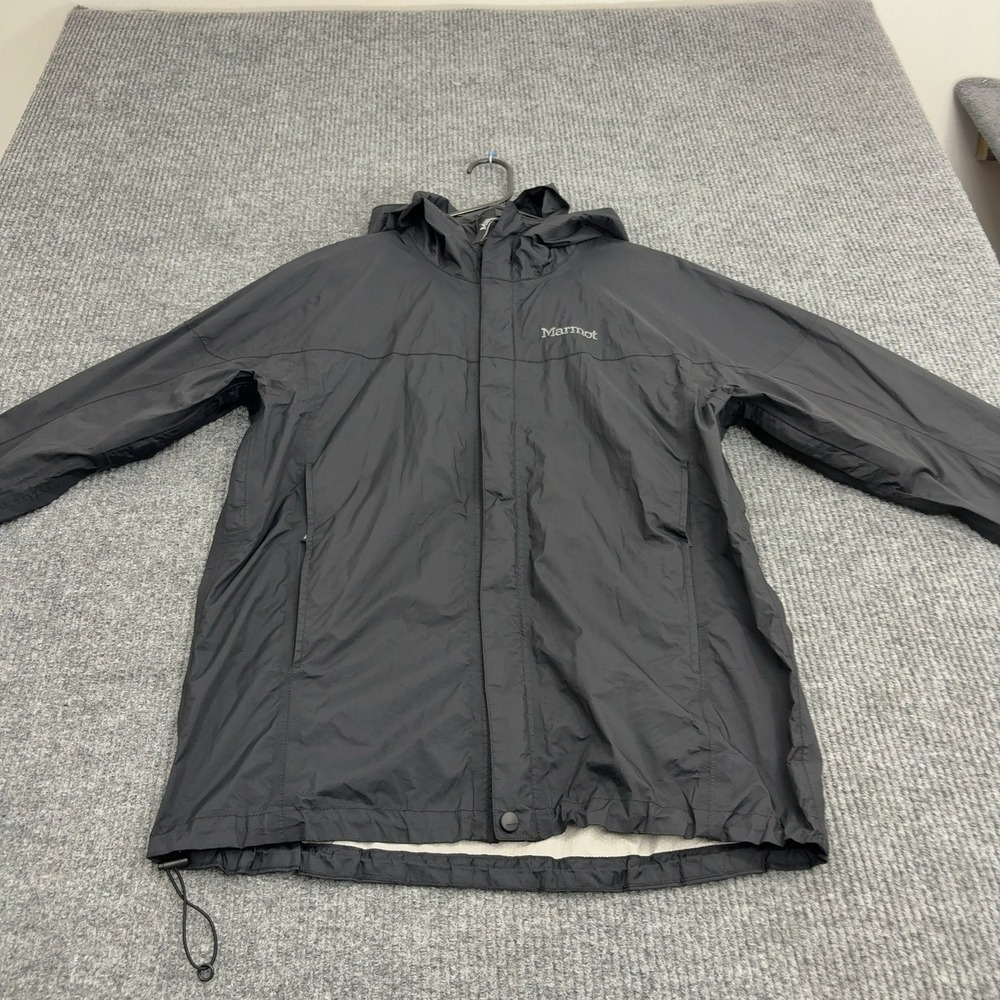 Marmot Jacket Mens M Black Nylon Hooded Full Zip Windbreaker Gorpcore Outdoor